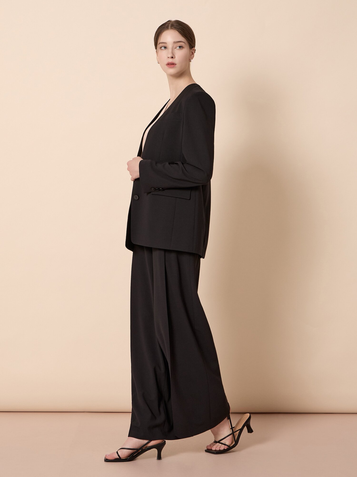노카라 싱글 오버핏 자켓 (BLACK)