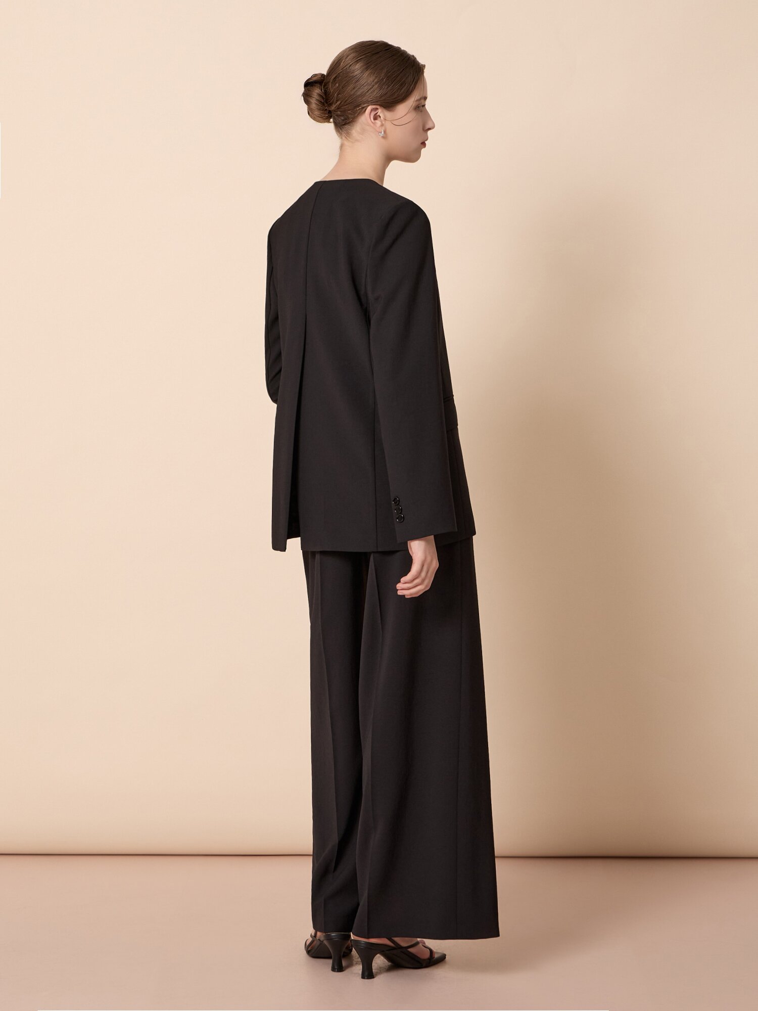 노카라 싱글 오버핏 자켓 (BLACK)