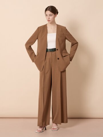 벨티드 원 턱 와이드 슬랙스 