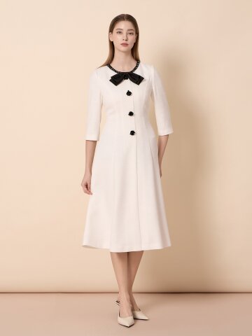 트위드 버튼 포인트 롱 원피스 