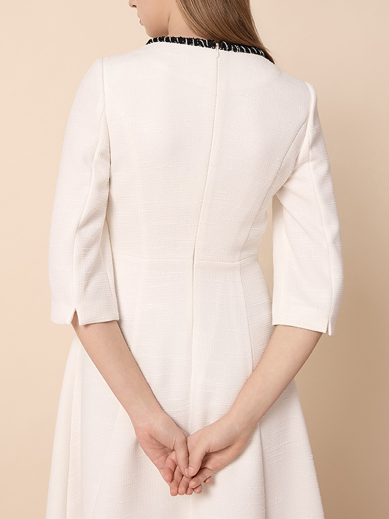 트위드 버튼 포인트 롱 원피스 (WHITE)