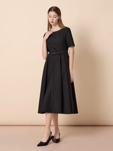 스퀘어넥 벨트 세트 롱 원피스 