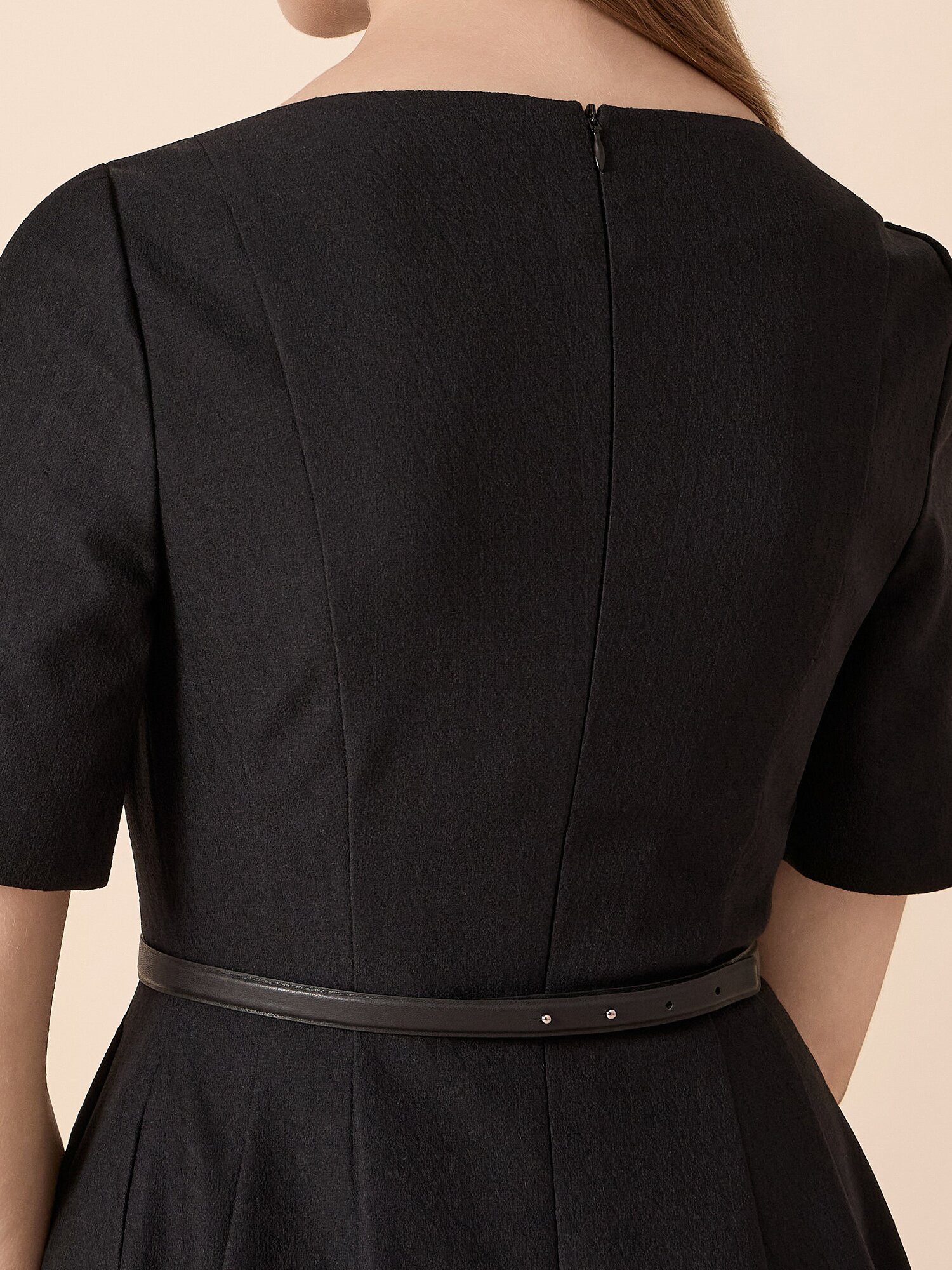 스퀘어넥 벨트 세트 롱 원피스 (BLACK)