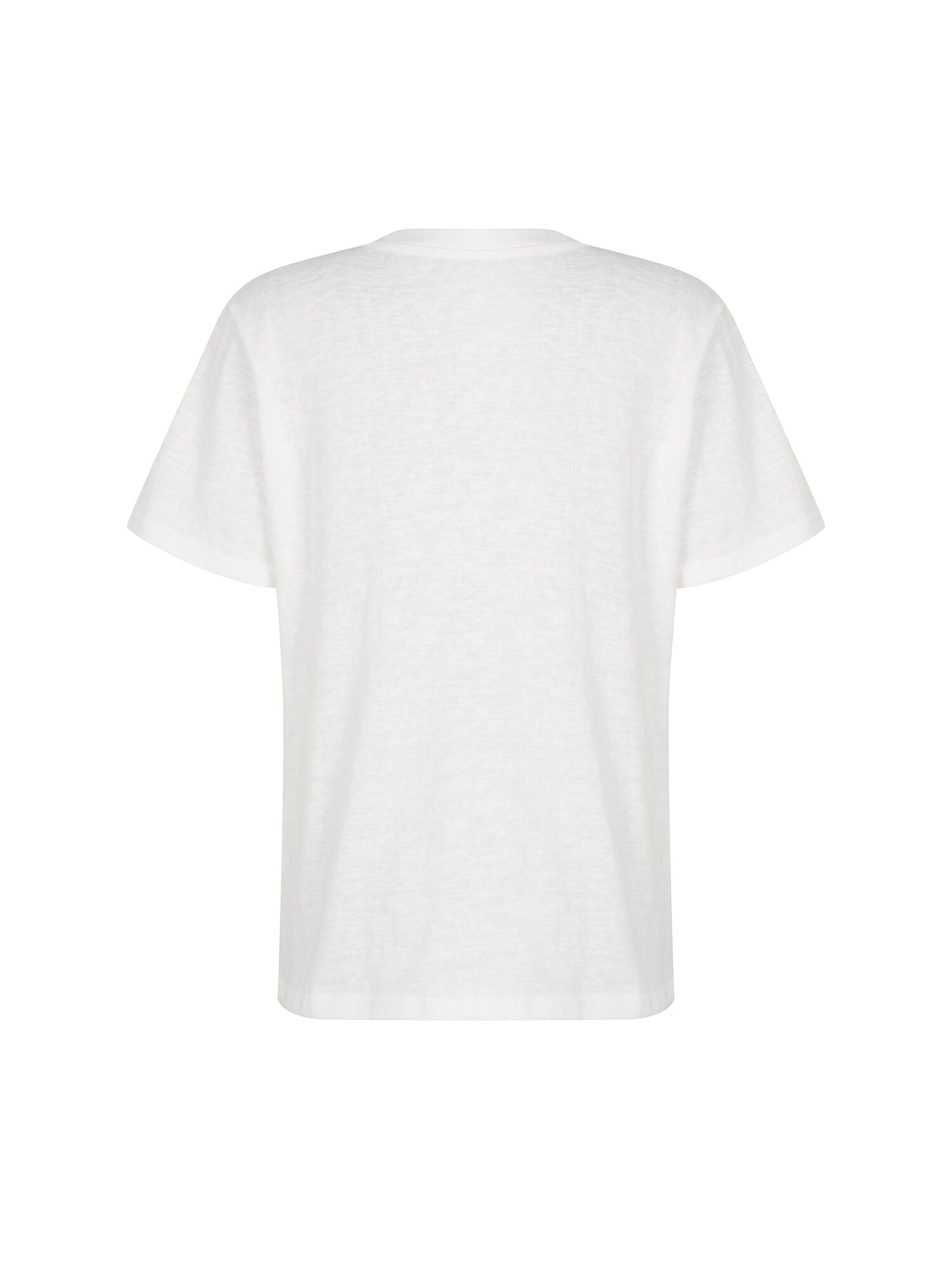 코튼 블렌드 자수 라운드넥 티셔츠 (WHITE)