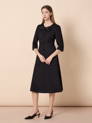 트위드 버튼 포인트 롱 원피스 