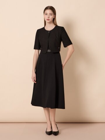 슬리브리스 플레어 원피스 자켓 세트 