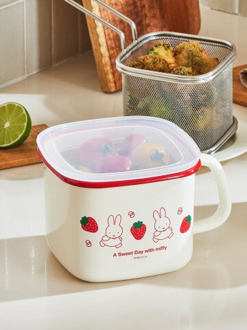 에지리) 스트로베리 미피 법랑 사각저그 1.5L