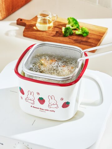 에지리) 스트로베리 미피 법랑 사각저그1.5L+튀김망