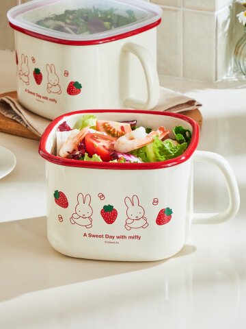 에지리) 스트로베리 미피 법랑 사각저그 2.1L