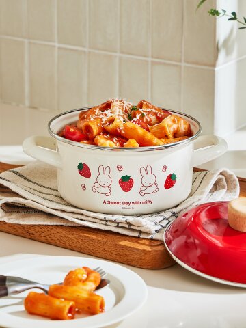 에지리) 스트로베리 미피 법랑 양수냄비 15cm