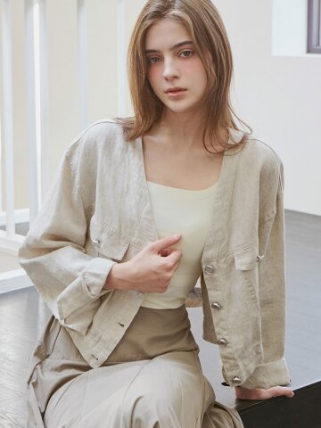 린아르 린넨 크롭 셔츠_2 Colors