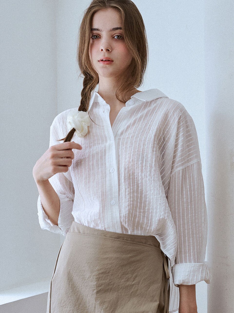 르반 시스루 스트라이프 셔츠_2 Colors