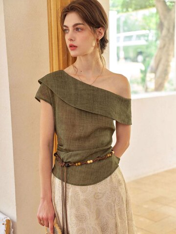 5/7 예약배송_SR_Pleats waist slim top