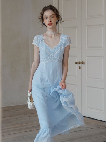 5/7 예약배송_LB_Lace trim v-neck dress