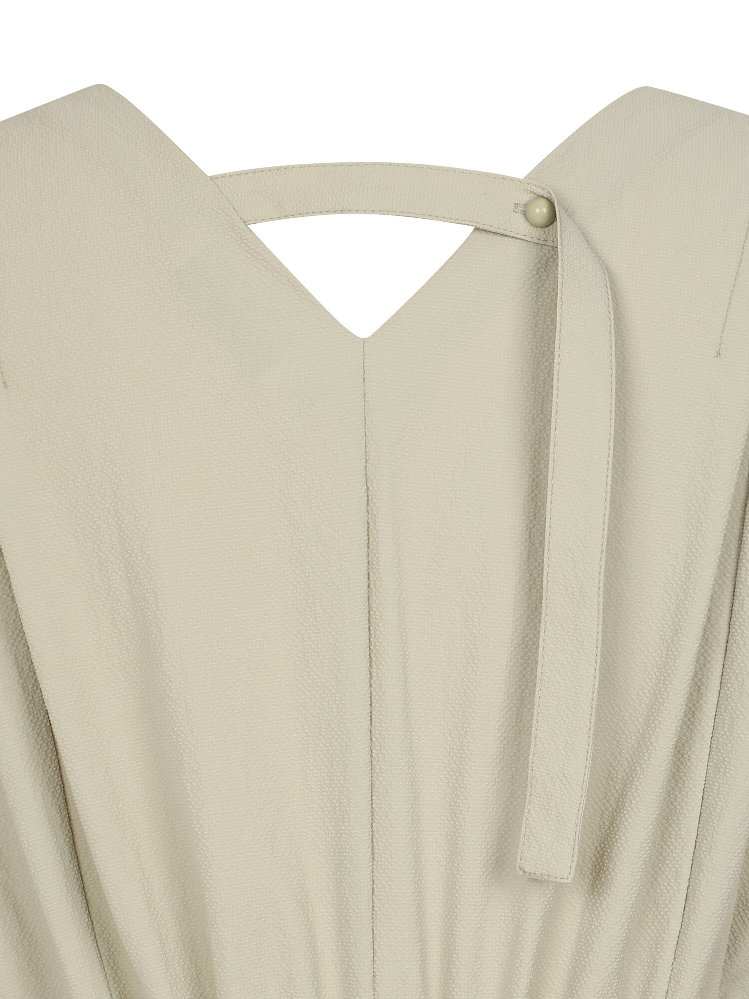 브이넥 셔링 플레어 롱 원피스 (KHAKI BEIGE)