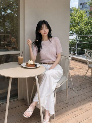 크로셰 골지 레이어드 풀오버 니트 