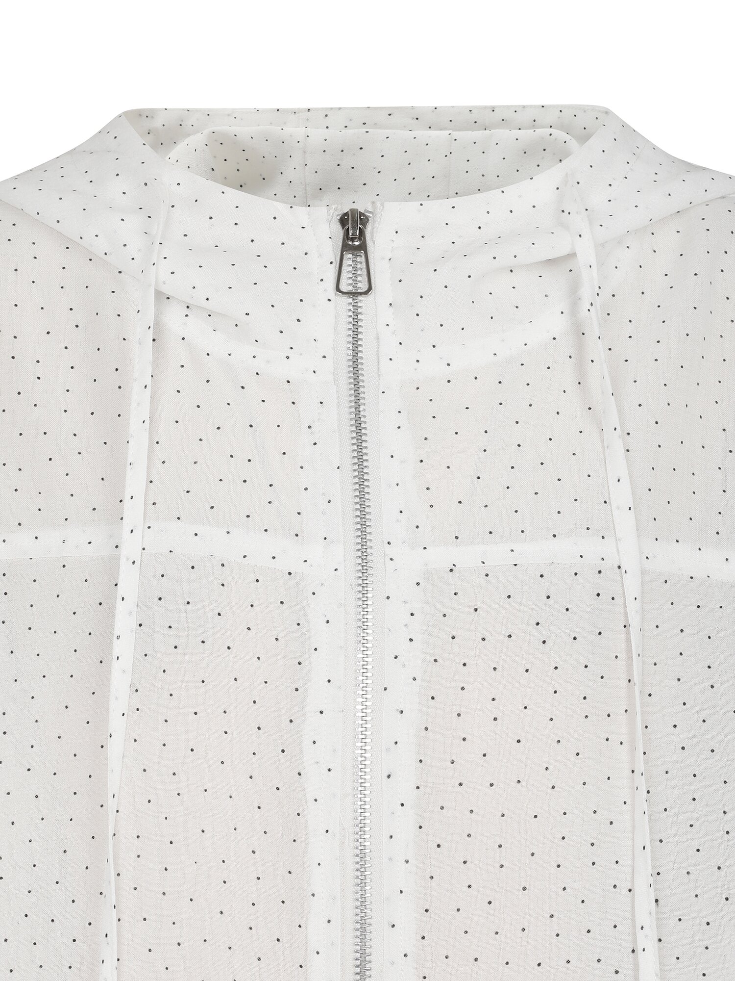 도트 패턴 후드넥 스트링 집업 점퍼 (WHITE)