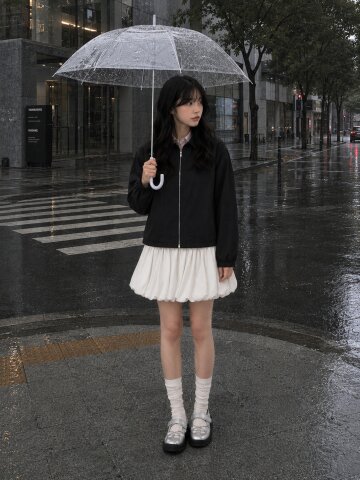 카라넥 린넨 라이크 집업 점퍼 
