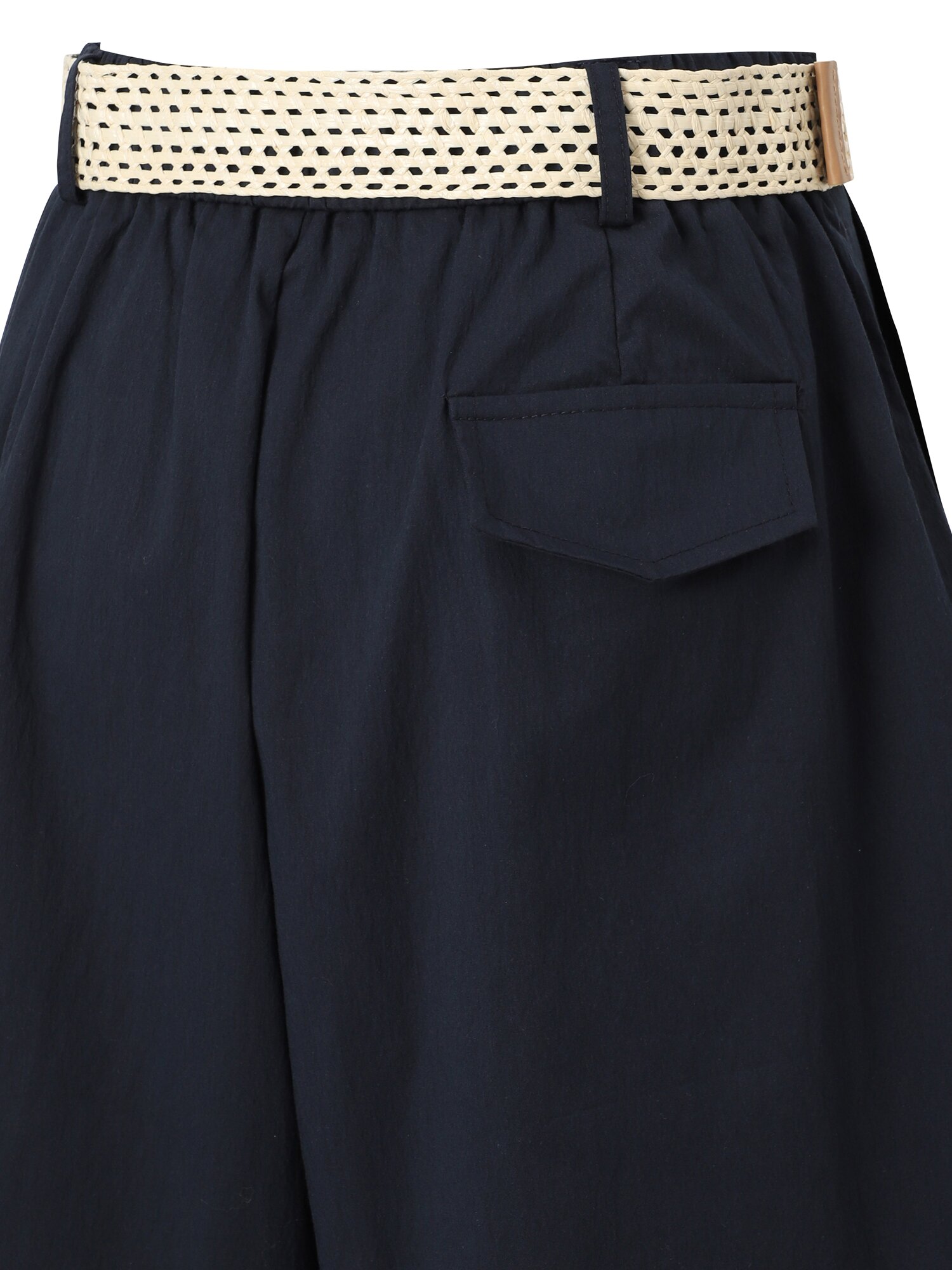 라탄 벨티드 원 턱 숏 팬츠 (NAVY)