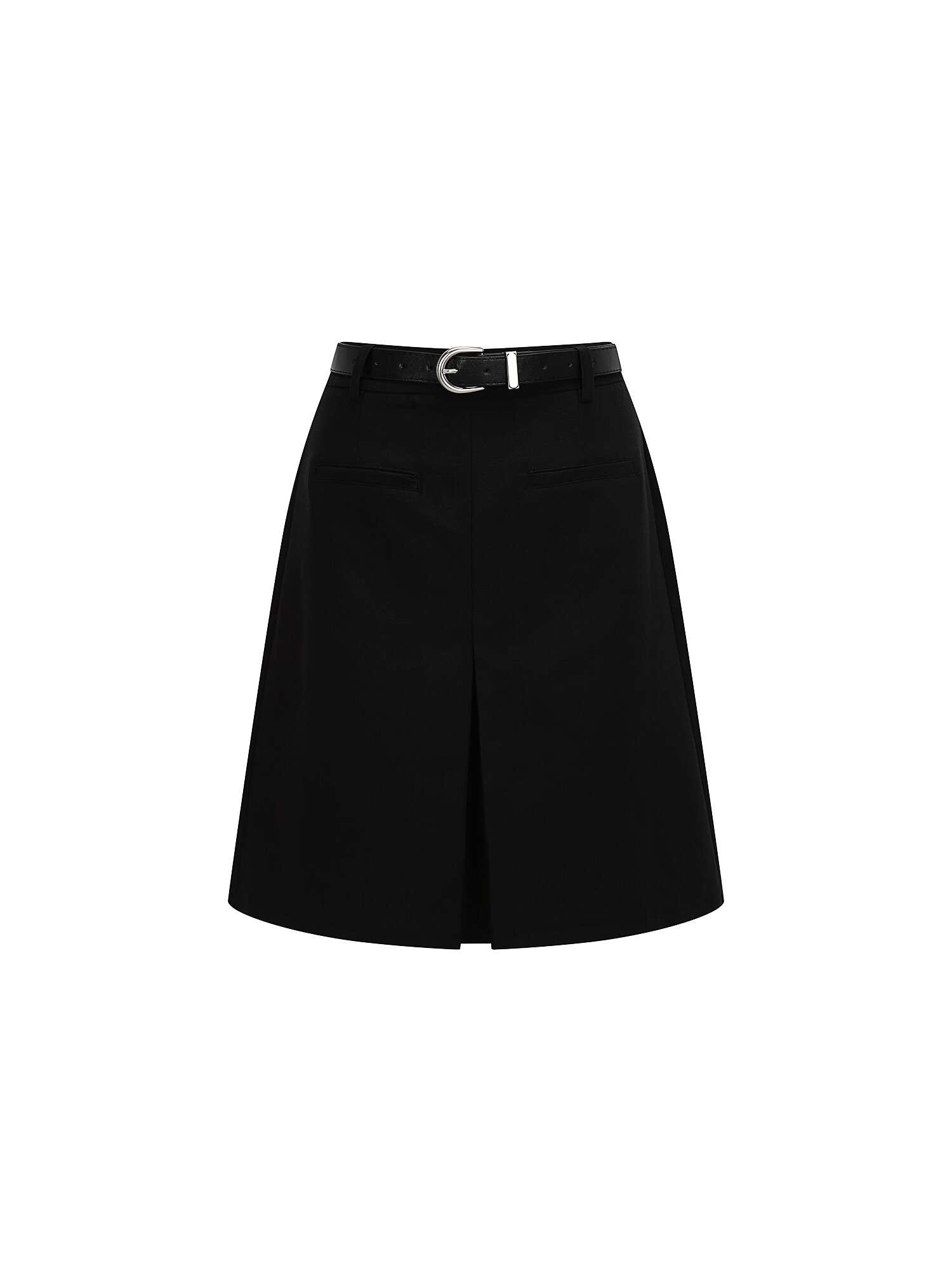 인버티드 플리츠 A라인 스커트 (BLACK)