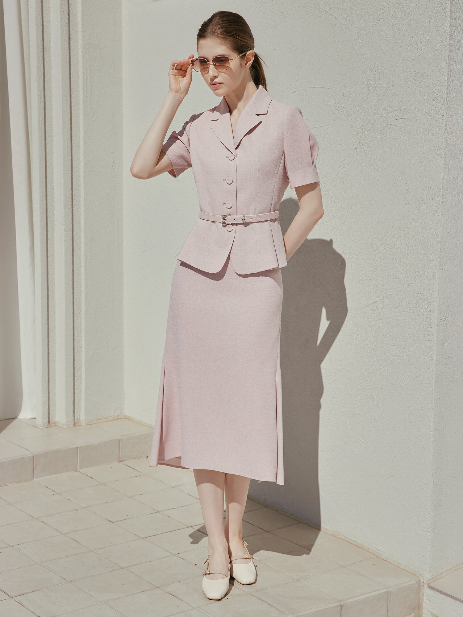사이드 슬릿 머메이드 스커트 (PINK)