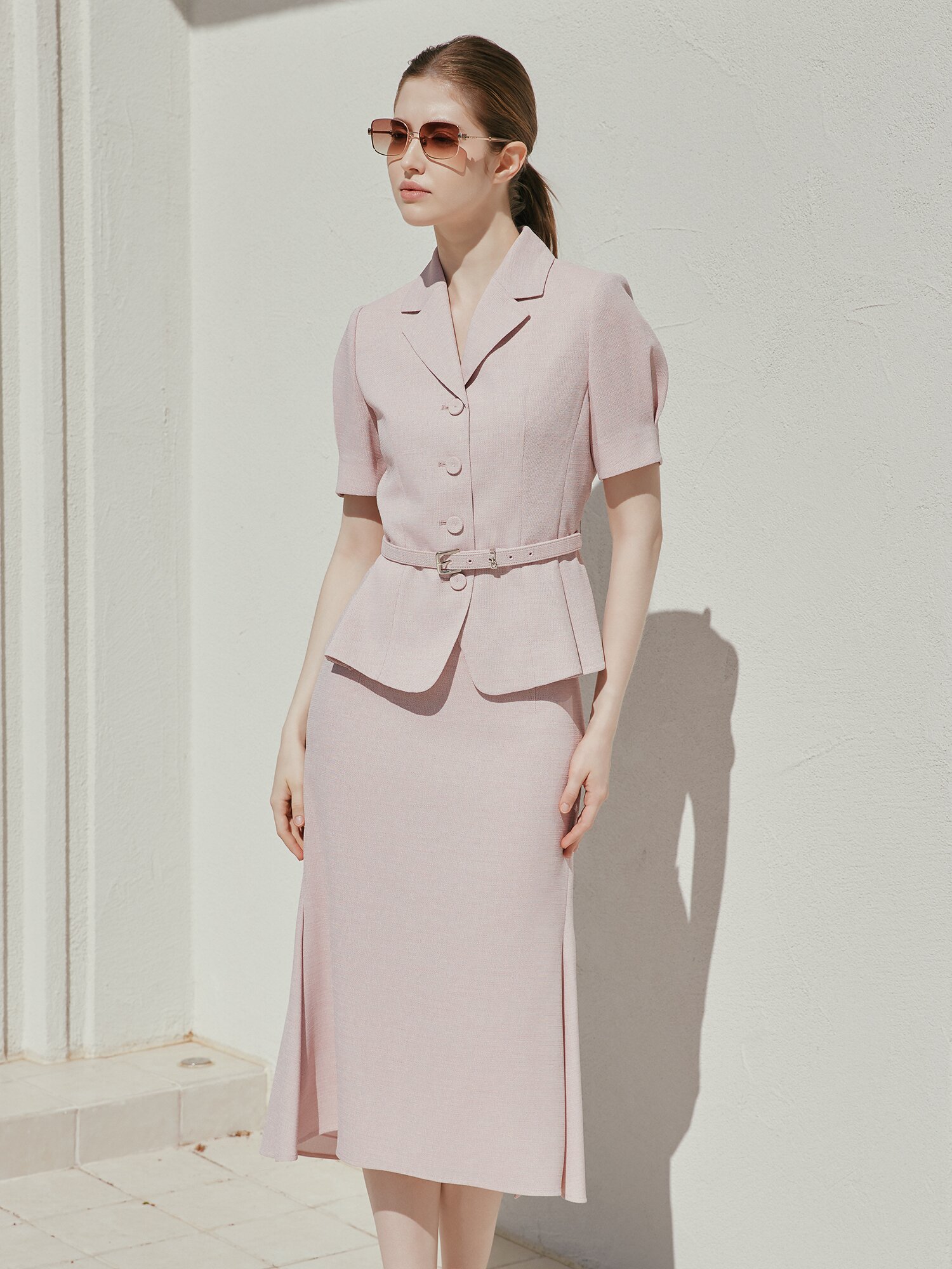 사이드 슬릿 머메이드 스커트 (PINK)