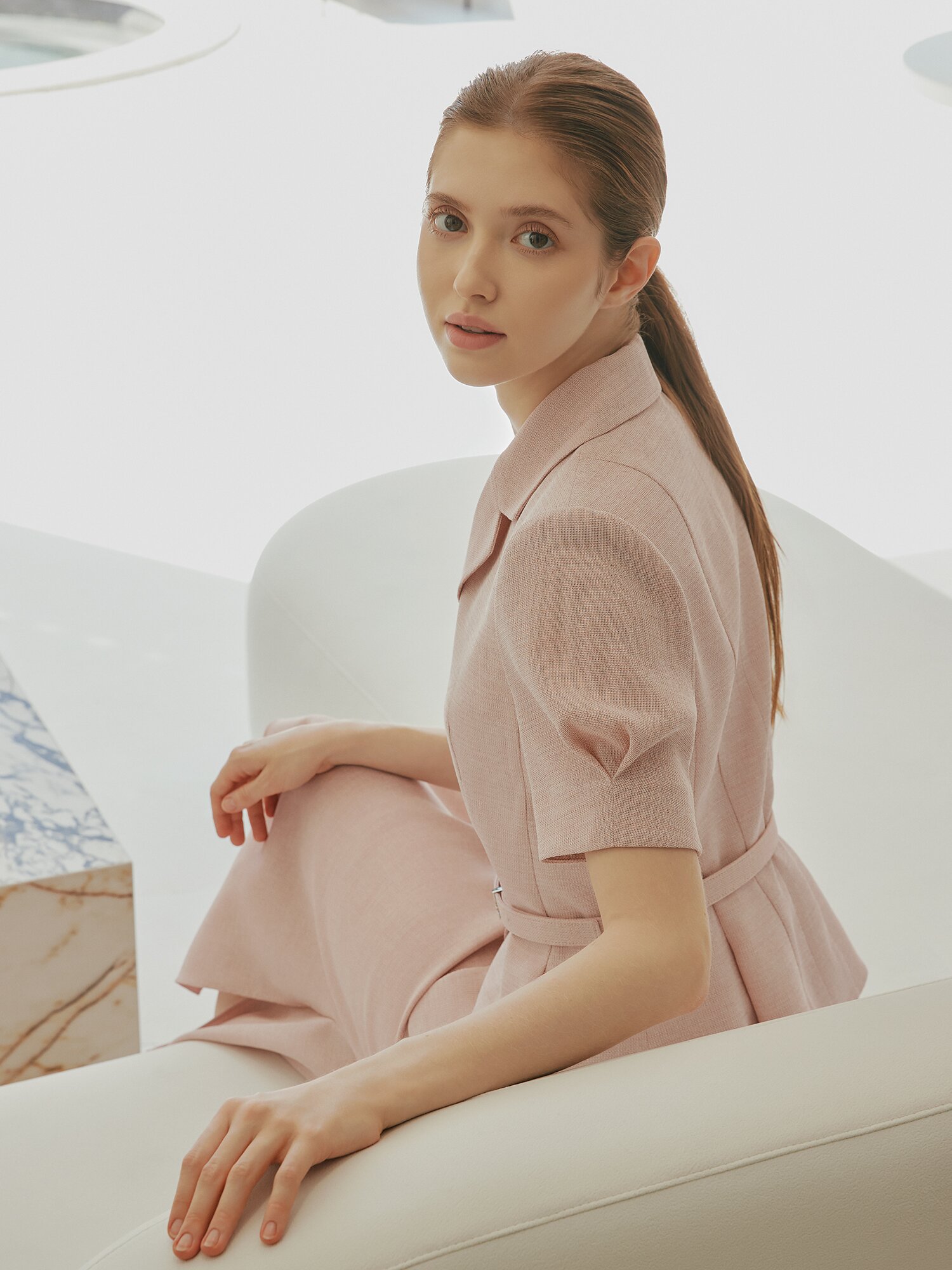 사이드 슬릿 머메이드 스커트 (PINK)