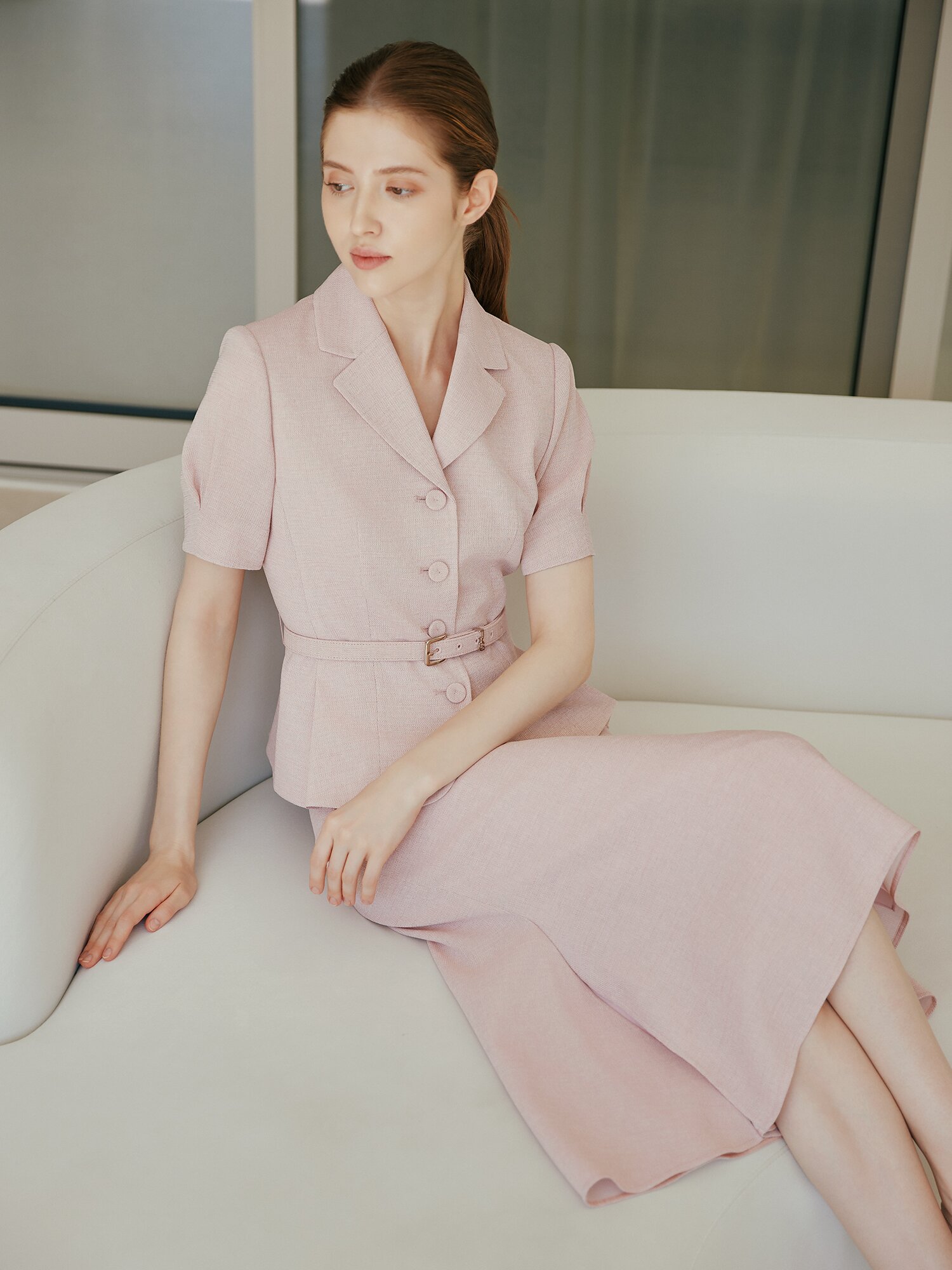 사이드 슬릿 머메이드 스커트 (PINK)