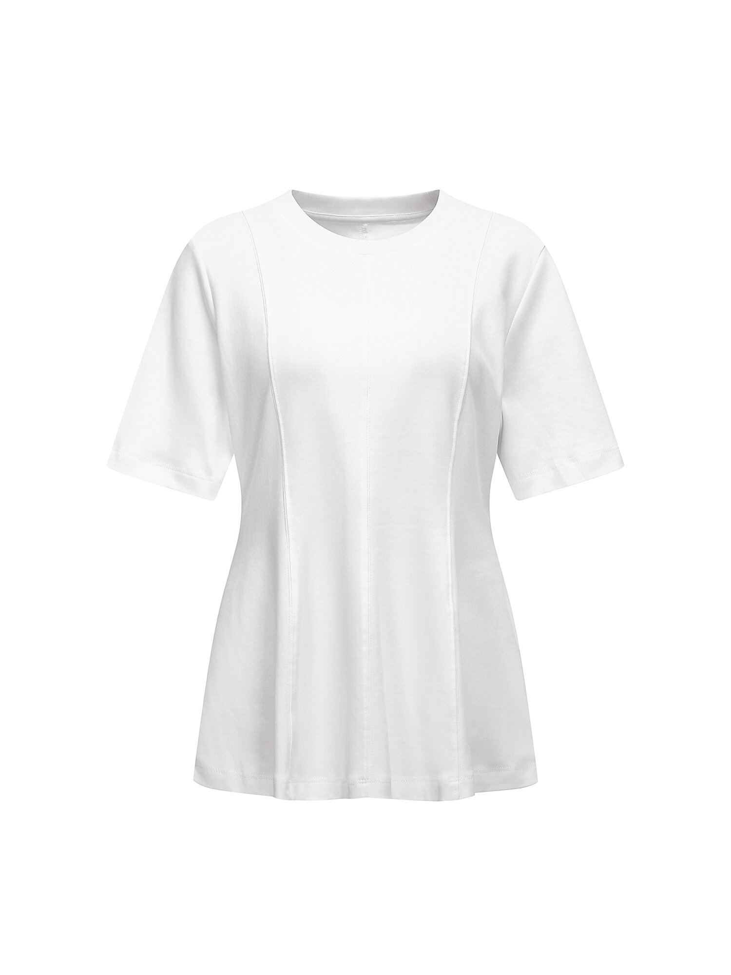 코튼 핀턱 라운드넥 티셔츠 (WHITE)