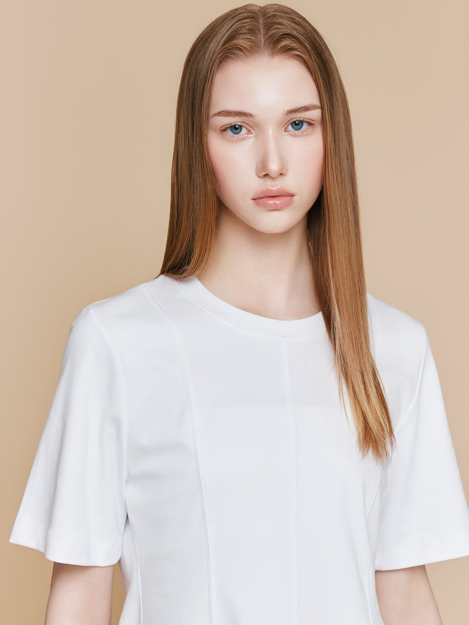 코튼 핀턱 라운드넥 티셔츠 (WHITE)