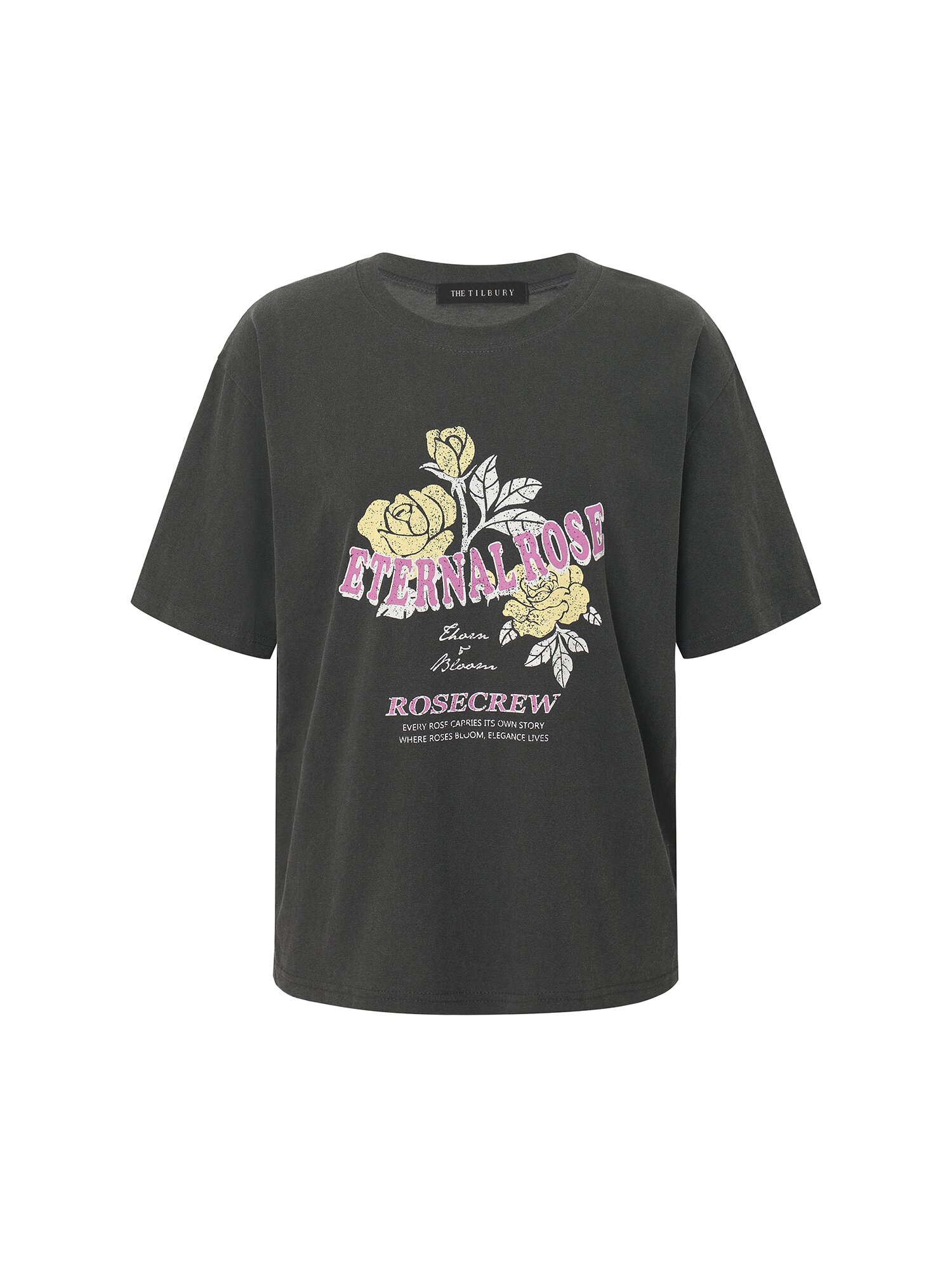 피그먼트 프린팅 라운드넥 티셔츠 (DARK GREY)