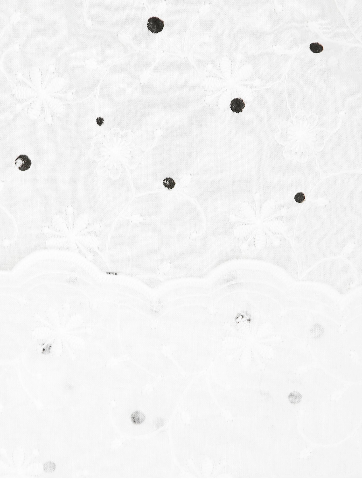 자수 배색 라운드넥 블라우스 (WHITE)