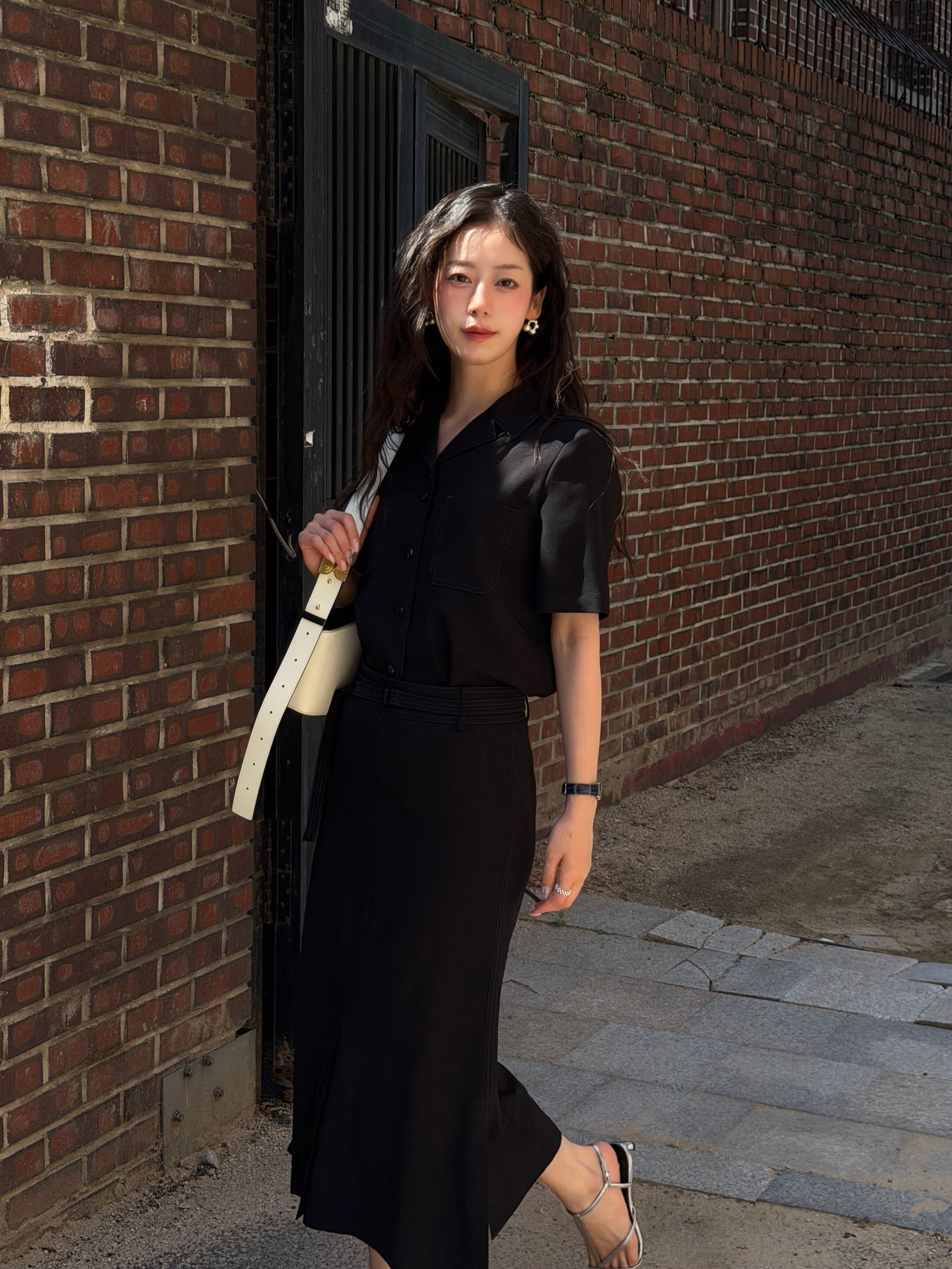 슬릿 백 밴딩 머메이드 스커트 (BLACK)