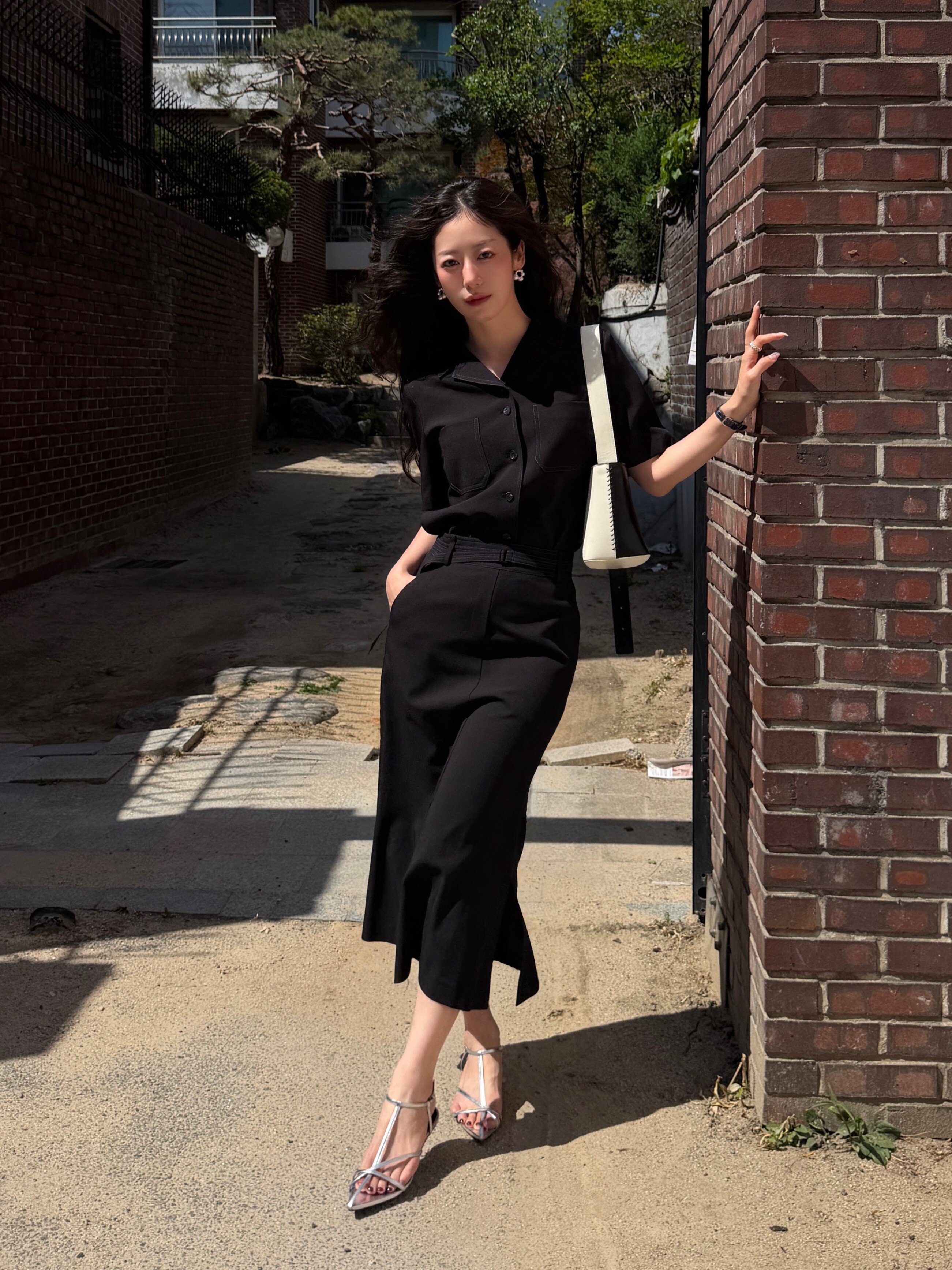슬릿 백 밴딩 머메이드 스커트 (BLACK)