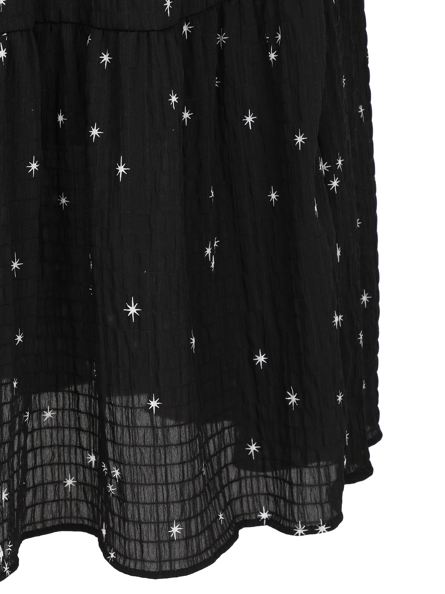 별빛 패턴 브이넥 플레어 원피스 (BLACK)
