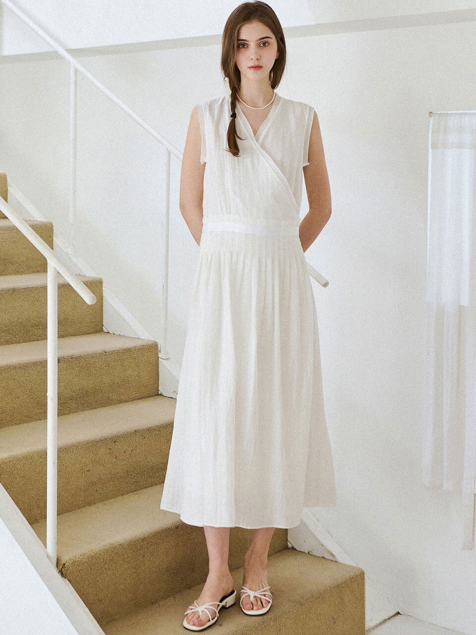 Soft wrap sleeveless dress_2 Colors