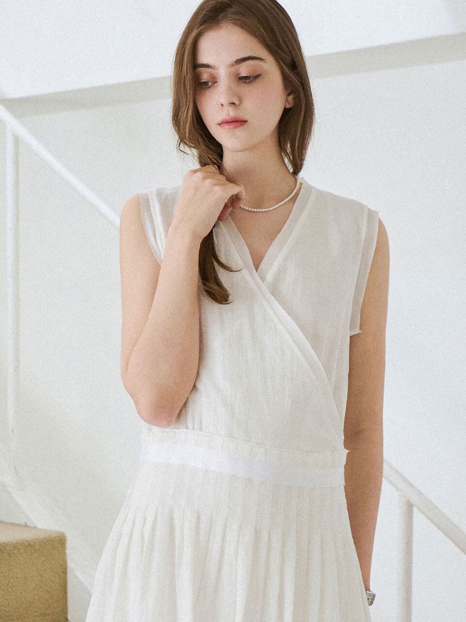 Soft wrap sleeveless dress_2 Colors