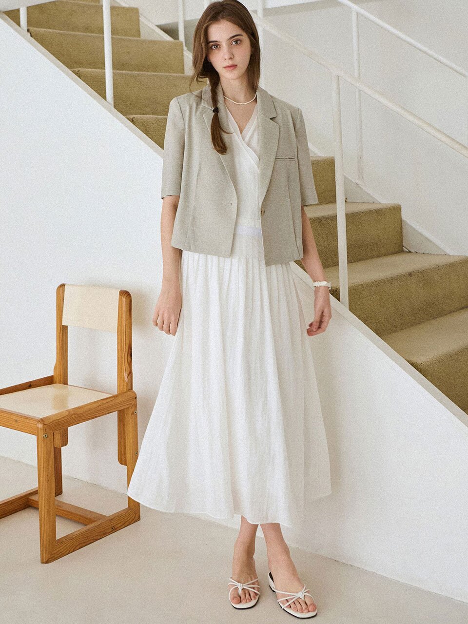 Soft wrap sleeveless dress_2 Colors
