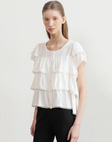 [5/18 예약배송] Tiered ruffle blouse_White
