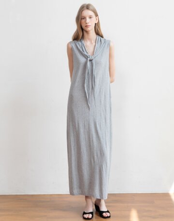 Sleeveless u-neck maxi knit dress_2color