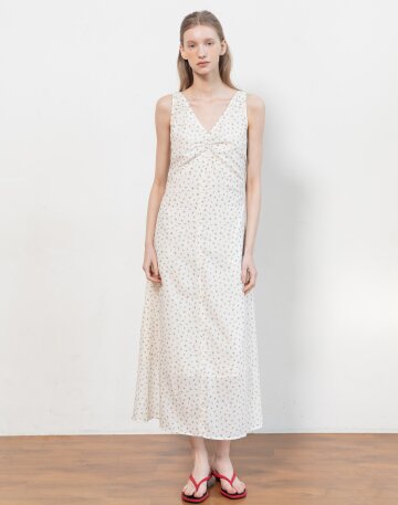 [5/18 예약배송] Sleeveless flower slim dress_Cream