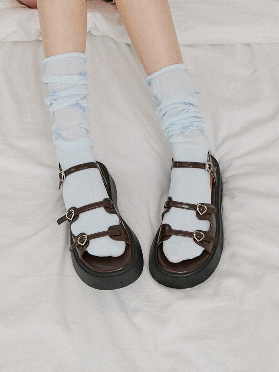 Triple Heart Strap Platform Sandals (att003-6)