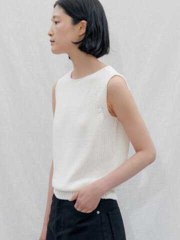 Boat Neck Tube Sleeveless Knit_IVORY