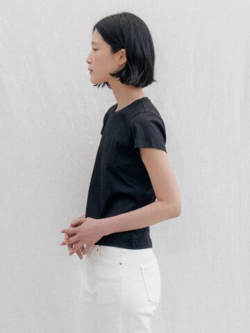 Silket Cotton Half Tee_BLACK