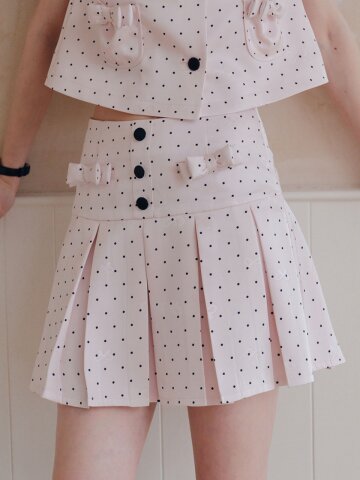 5/14 예약배송_Cest_Polka dot a-line pleated skirt