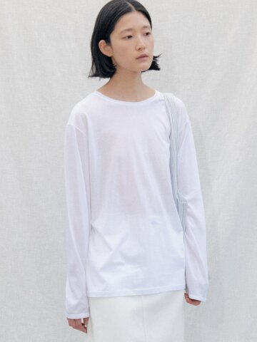 Loose Fit Cotton Long Sleeve Tee_WHITE