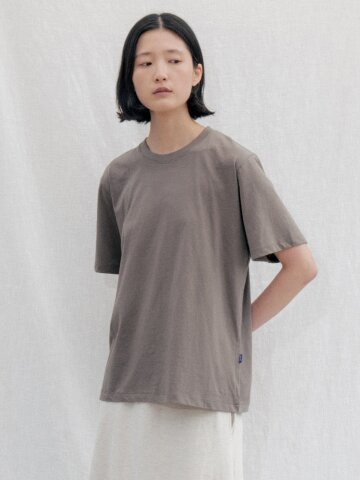 Boxy Fit Cotton Tee_KHAKI