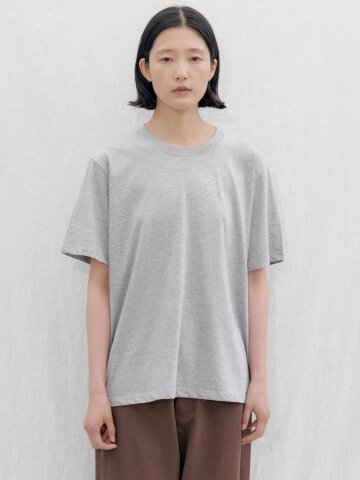 Boxy Fit Cotton Tee_MELANGE GRAY