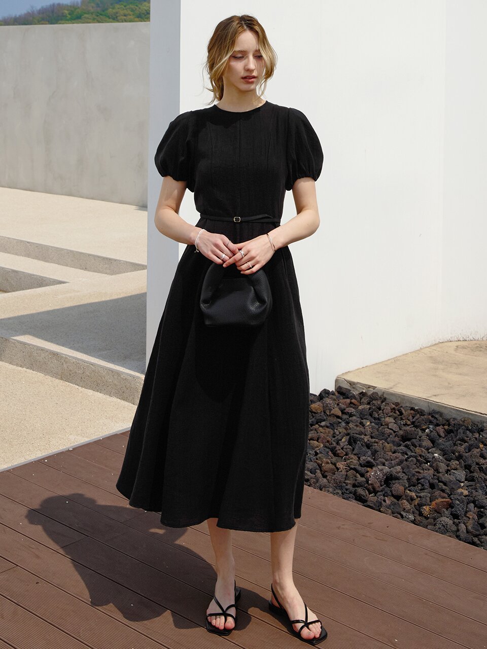 [SET] 플로우 슬립 세트 원피스 BLACK