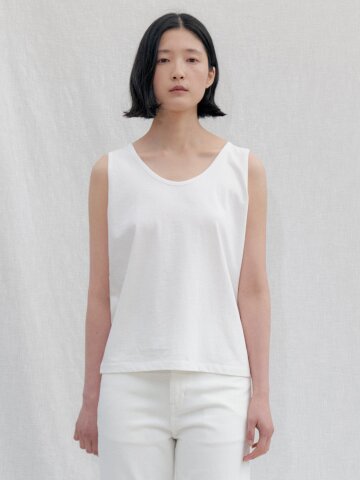 Boxy Fit Cotton Sleeveless Tee_WHITE